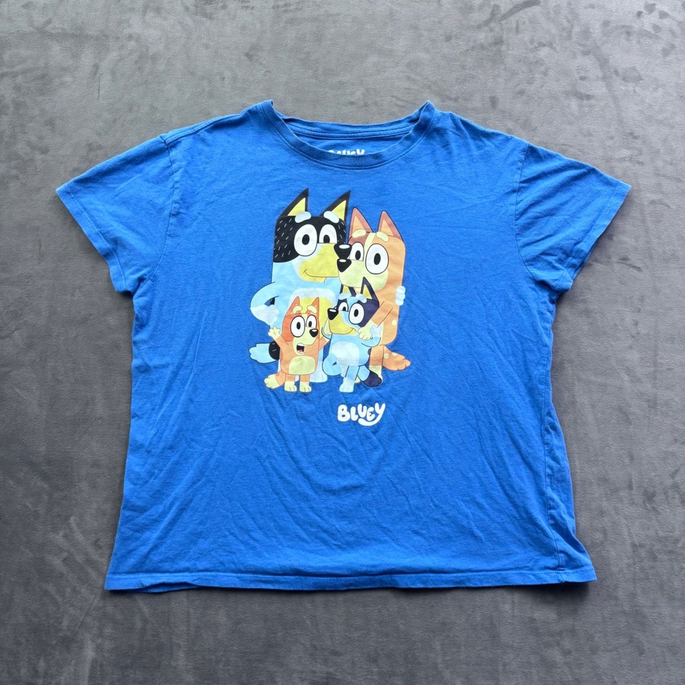 Bluey Family Graphic T-Shirt Blue Mad Engine Short Sleeve XL